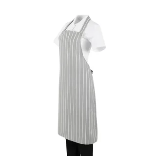 Striped Bib Apron Grey White
