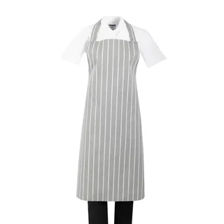 Striped Bib Apron Grey White