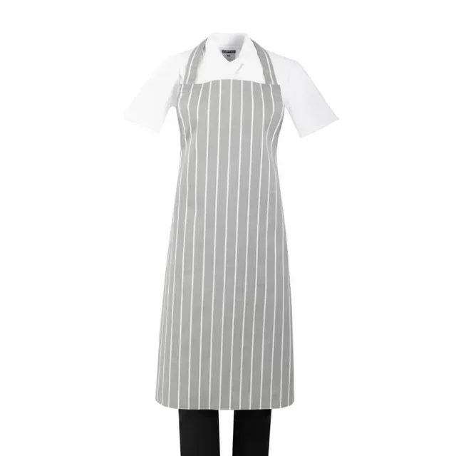 Striped Bib Apron Grey White