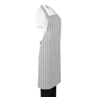 Striped Bib Apron Grey White