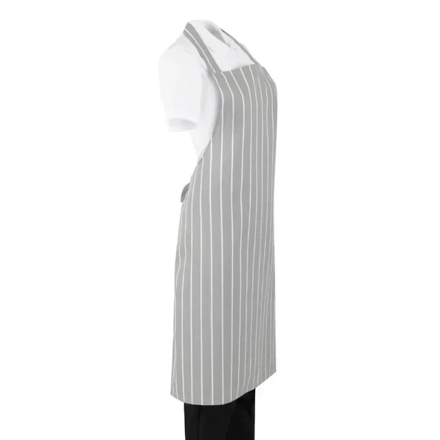 Striped Bib Apron Grey White