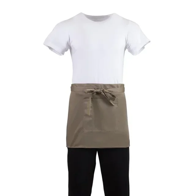 Tablier de Service Court Couleur Châtaigne en Mélange Polycoton - Format 37,3 x 75 cm