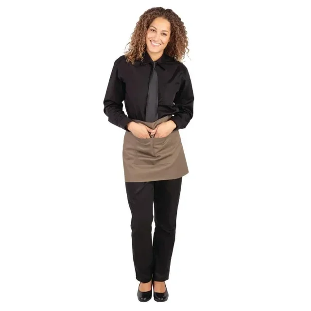 Tablier de Service Court Couleur Châtaigne en Mélange Polycoton - Format 37,3 x 75 cm