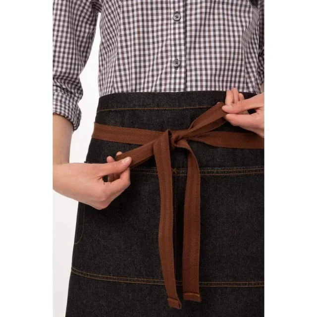 Memphis Black Short Service Apron Cotton 725x480 mm