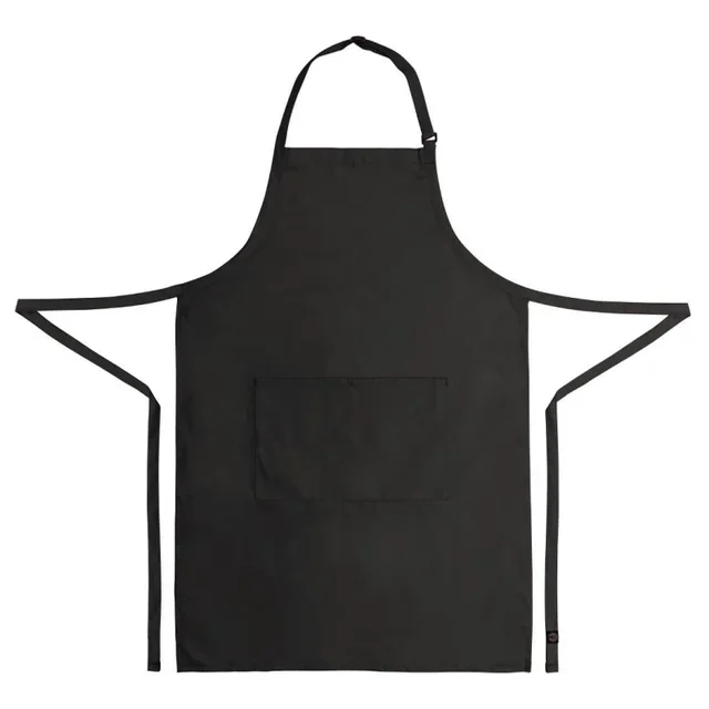 Black Bib Apron with Pocket and Adjustable Neck Strap