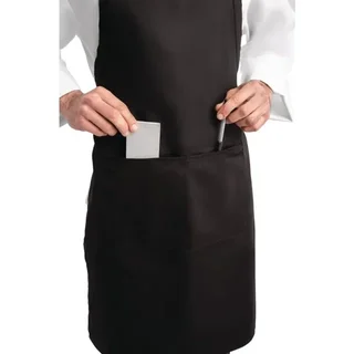 Grembiule Bavaglino Nero con Tasca e Girocollo Regolabile