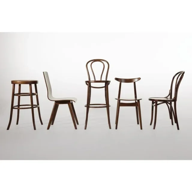 Bistro Bar Stool in Bent Walnut Wood