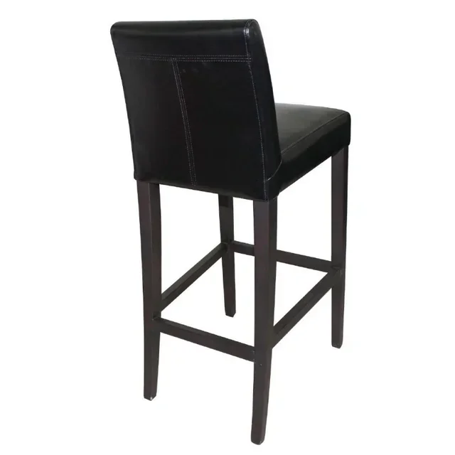Tabouret de Bar Haut avec Dossier en Simili Cuir Noir