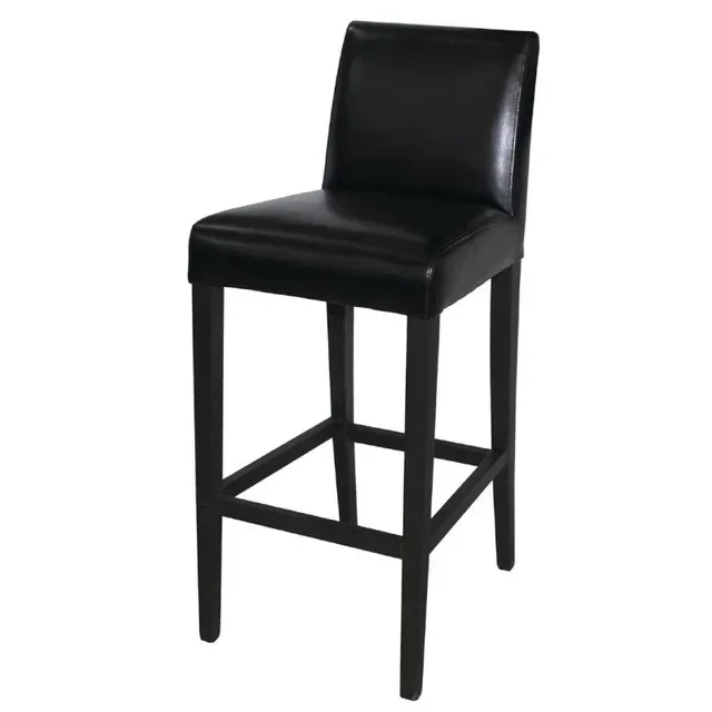 Tabouret de Bar Haut avec Dossier en Simili Cuir Noir
