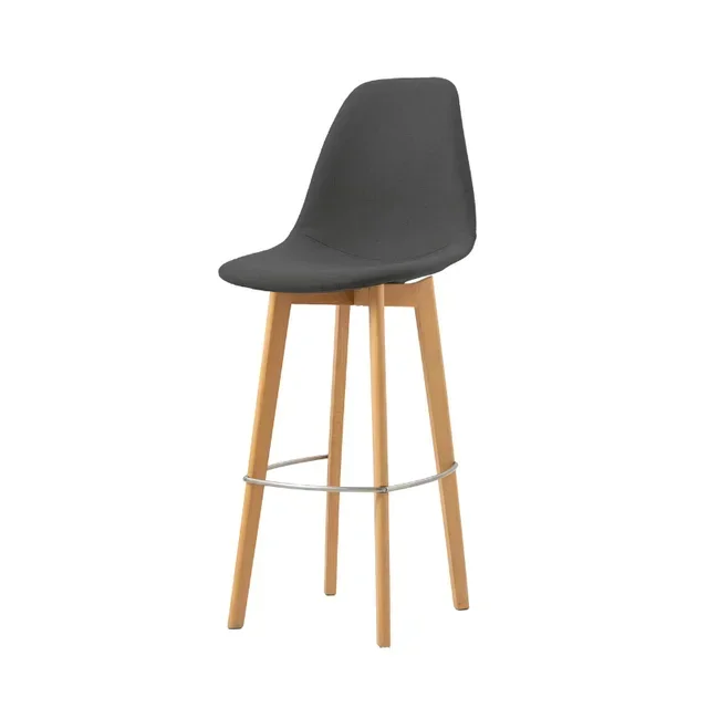 Fabric Bar Stool - Wooden Frame Keeve - Dark Grey