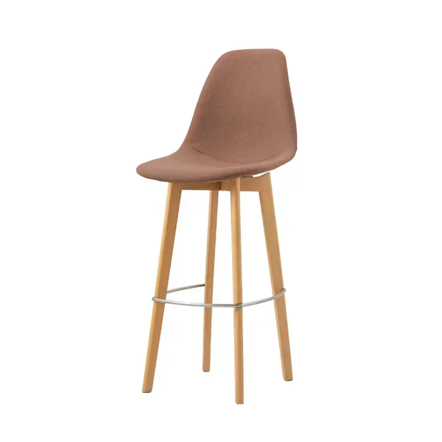 Keeve Fabric Bar Stool - Brown Wood Frame