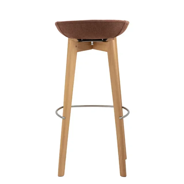 Taburete de Bar Keeve en Tela y Madera - Sin Respaldo - Marrón