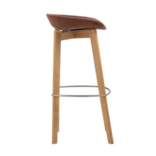 Taburete de Bar Keeve en Tela y Madera - Sin Respaldo - Marrón