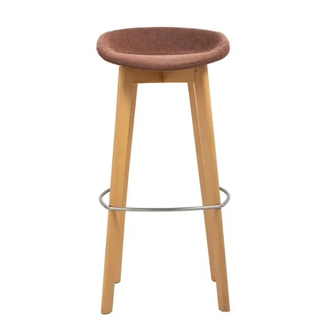 Keeve Fabric and Wood Bar Stool - Backless - Brown