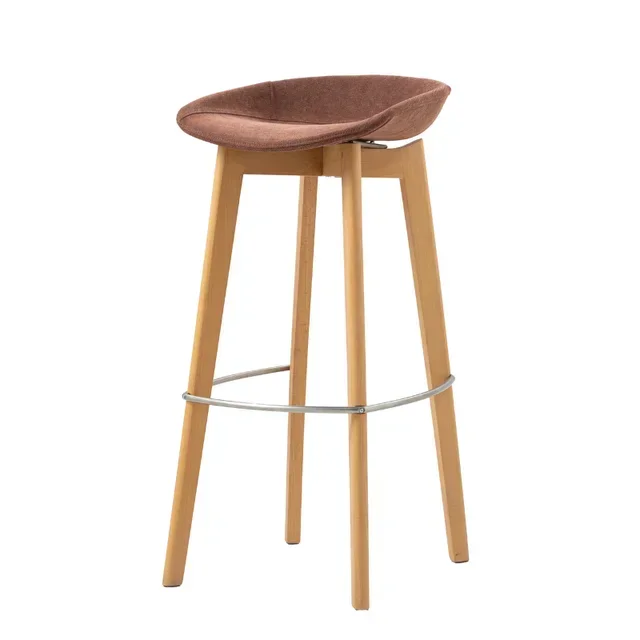 Keeve Fabric and Wood Bar Stool - Backless - Brown