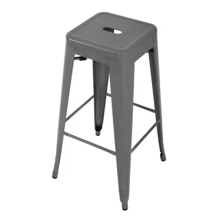 Tabourets de Bar Acier Galvanisé Gris Métallique - Lot de 4