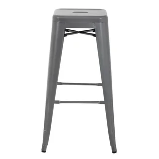 Tabourets de Bar Acier Galvanisé Gris Métallique - Lot de 4