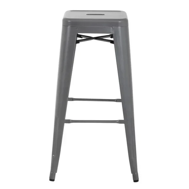 Tabourets de Bar Acier Galvanisé Gris Métallique - Lot de 4