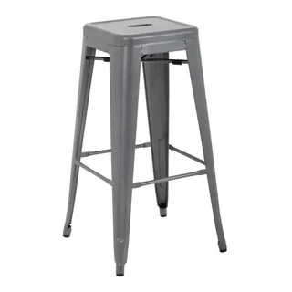 Tabourets de Bar Acier Galvanisé Gris Métallique - Lot de 4