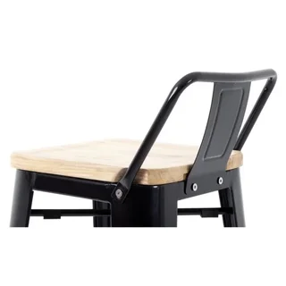 Sgabelli da Bar con Schienale e Seduta in Legno – Nero – Set di 4