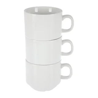 Tazza impilabile in ceramica bianca 200 ml diametro 8 cm - Confezione da 12