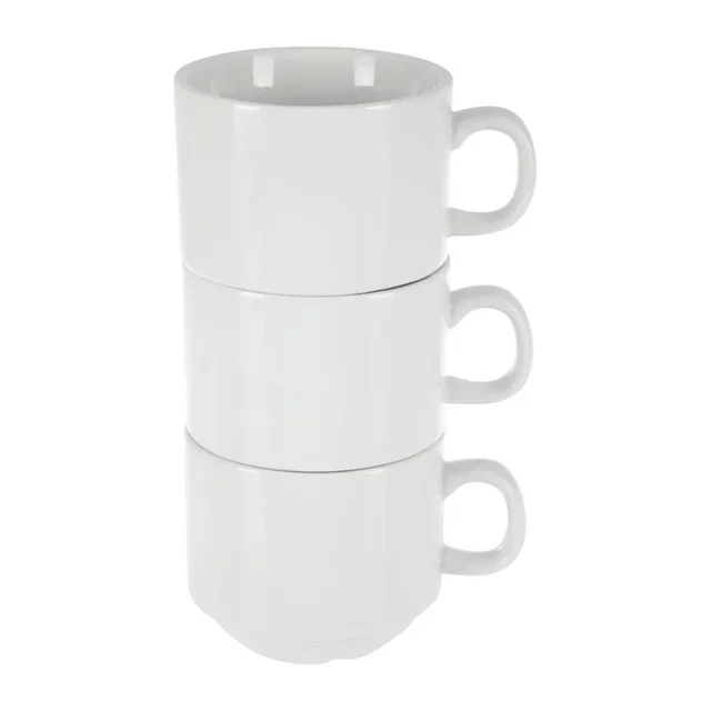 Tazza impilabile in ceramica bianca 200 ml diametro 8 cm - Confezione da 12