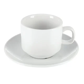 Tazza impilabile in ceramica bianca 200 ml diametro 8 cm - Confezione da 12