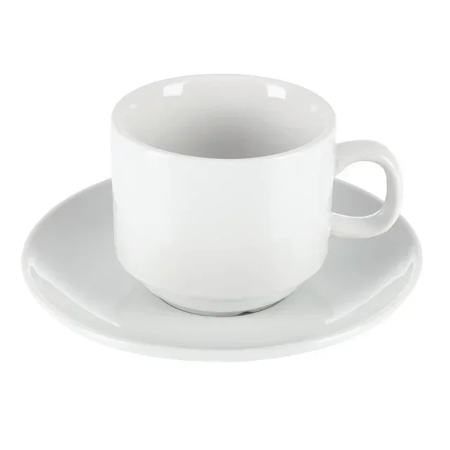 Tazza impilabile in ceramica bianca 200 ml diametro 8 cm - Confezione da 12