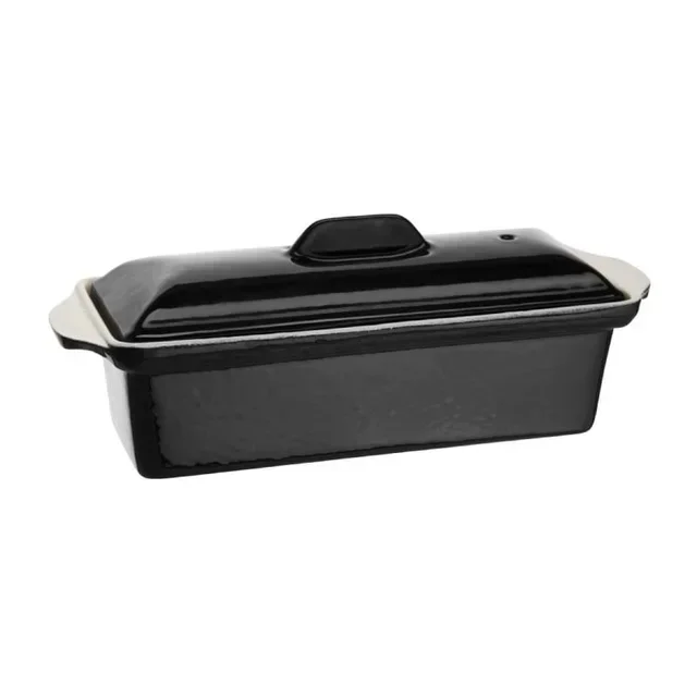 Black Enamelled Cast Iron Cooking Terrine - 1.3 Litre