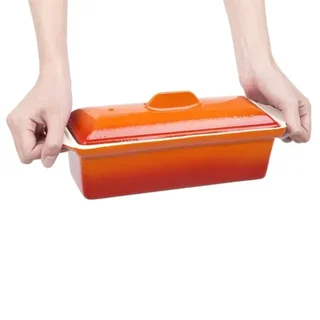 Emailierte Gusseisen-Terrine zum Kochen - Orange - 1,3 Liter