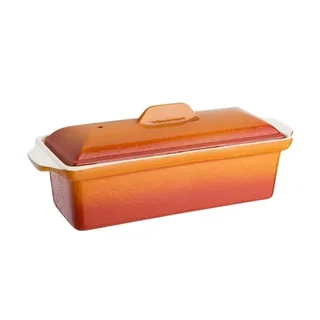 Emailierte Gusseisen-Terrine zum Kochen - Orange - 1,3 Liter