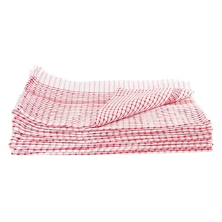Torchon de Cuisine Rouge Polycoton - Pack 10 Pièces