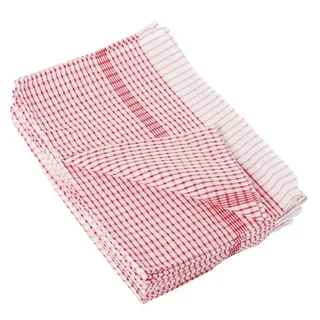 Torchon de Cuisine Rouge Polycoton - Pack 10 Pièces
