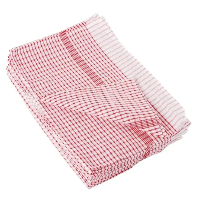Torchon de Cuisine Rouge Polycoton - Pack 10 Pièces
