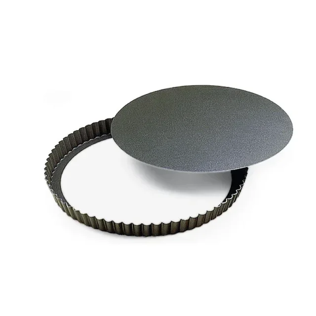 Tiefe geriffelte Tarteform Zerlegbar Antihaft Ø 24 cm - Runde Quicheform mit Hebeboden