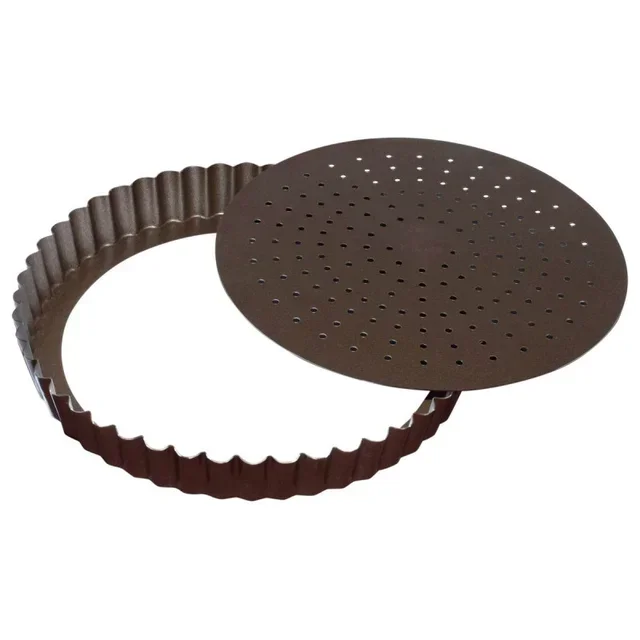 Teglia per Crostata Scanalata con Fondo Rimovibile ⌀ 32 cm - Rivestimento Antiaderente con Perforazioni