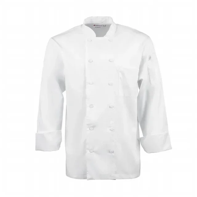 White Unisex Chef Jacket Long Sleeves Calgary Size S