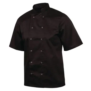 Black Unisex Chef Jacket Short Sleeves Vegas Size XS