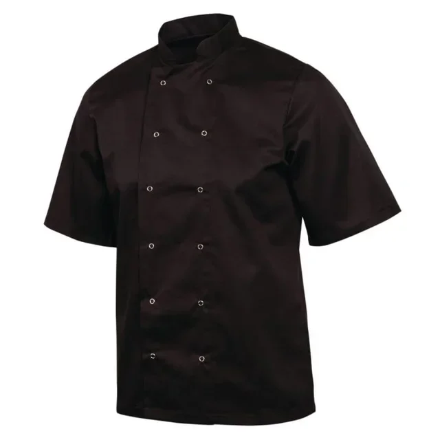 Black Unisex Chef Jacket Short Sleeves Vegas Size XS