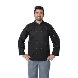 Black Unisex Chef Jacket Long Sleeves Vegas - Size L