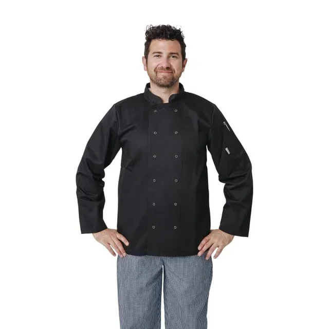 Black Unisex Chef Jacket Long Sleeves Vegas - Size L