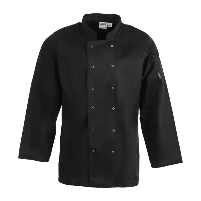 Black Unisex Chef Jacket Long Sleeves Vegas - Size L
