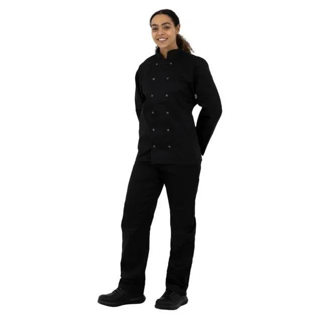 Black Unisex Chef Jacket Long Sleeves Vegas - Size L
