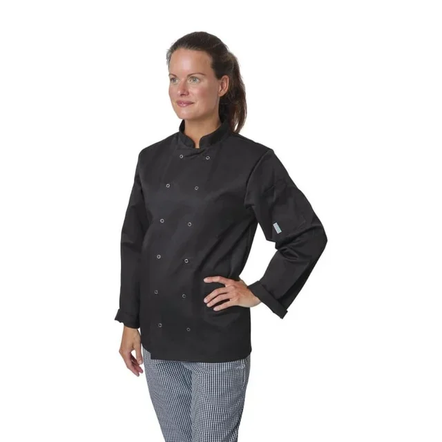 Unisex Black Chef Jacket Long Sleeves Vegas - Size S