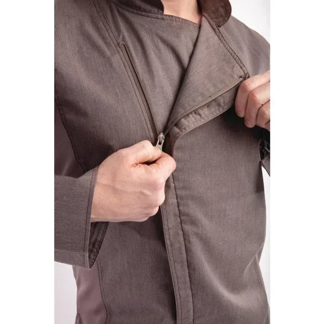 Unisex Zippered Chef Jacket Graphite Gray Hartford - Size S