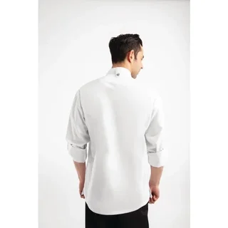 Chaqueta de Cocina Hartford Blanca con Cremallera Unisex - Talla L