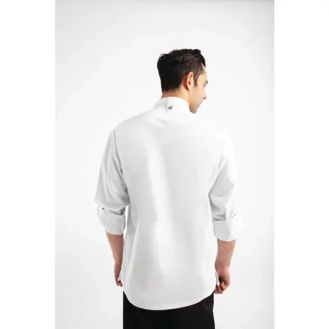 Chaqueta de Cocina Hartford Blanca con Cremallera Unisex - Talla L
