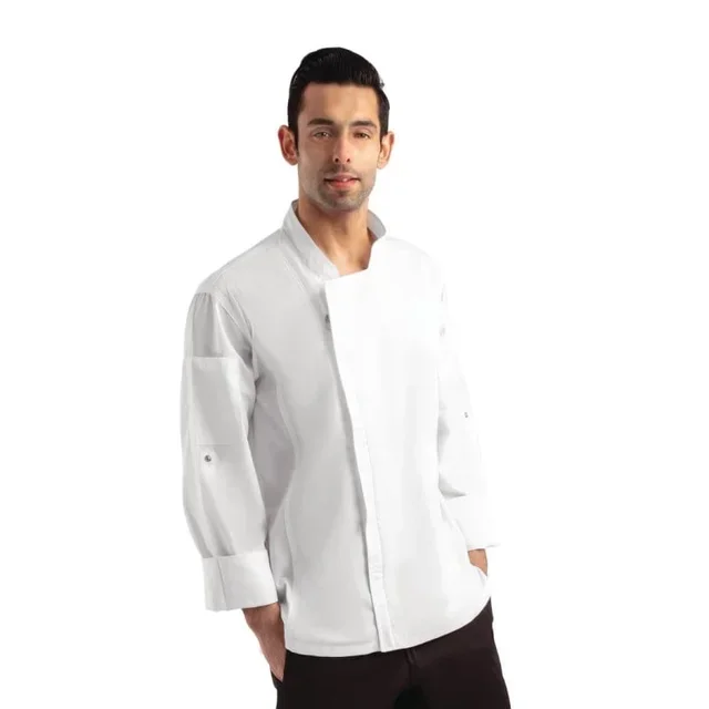Hartford White Zip-Up Unisex Chef Jacket - Large