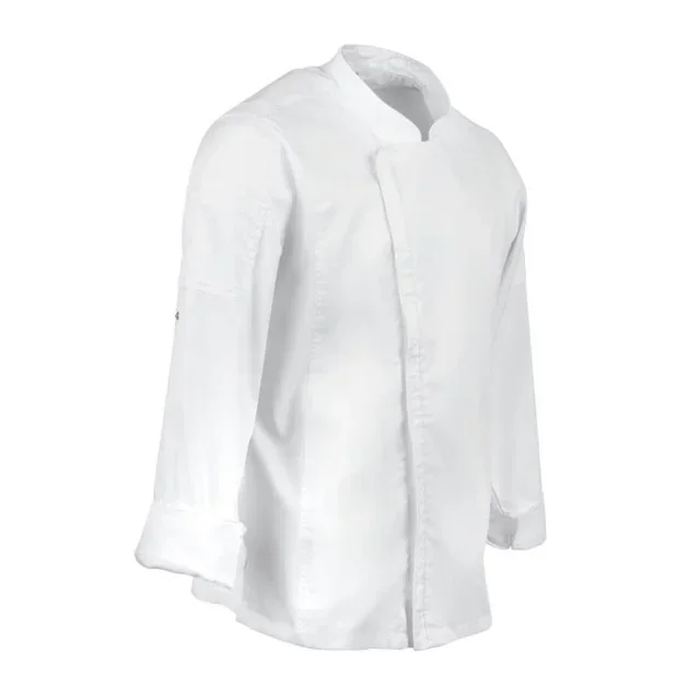 Chaqueta de Cocina Hartford Blanca con Cremallera Unisex - Talla L