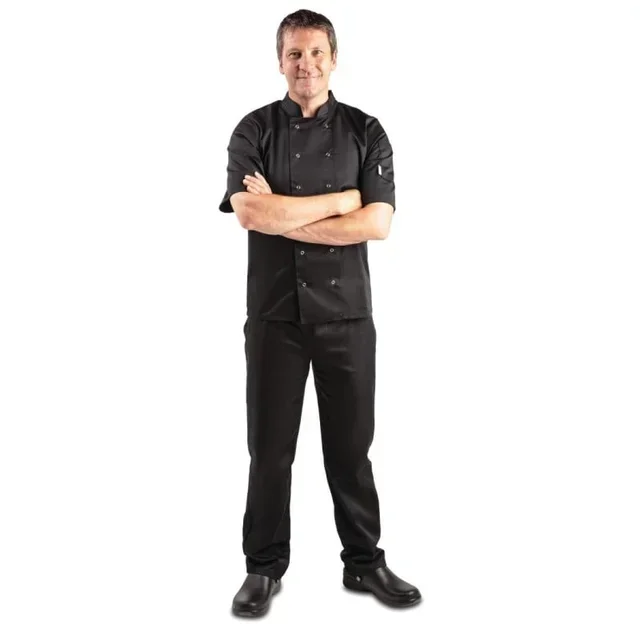 Unisex Vegas Chef Jacket Short Sleeves Black - XXL